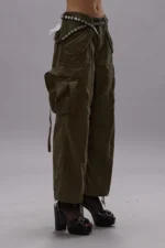 Cropped Cargo Pants Vintage Olive Drab (2)