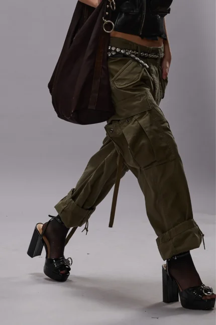 Cropped Cargo Pants Vintage Olive Drab (5)