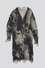 R13 Distressed Long Cardigan Sweater Bleached Black Floral (1)