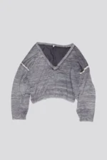 R13 Gathered Hem Knit V Neck Sweater Distressed Grey (1)