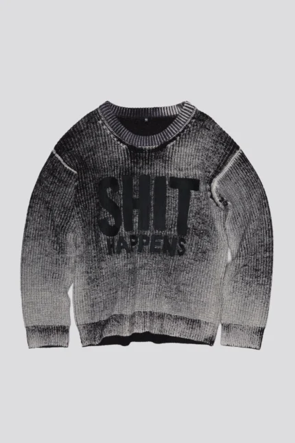 R13 Shit Happens Boyfriend Sweater Distressed Black (4)