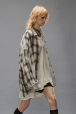 R13 Shredded Seam Drop Neck Shirt Printed Grey Plaid (5)