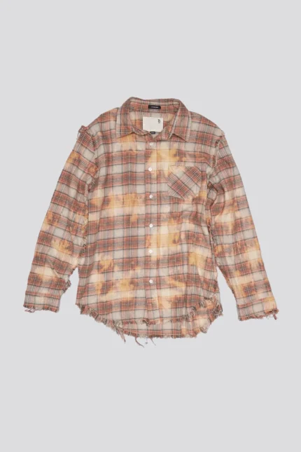 R13 Shredded Seam Shirt Bleached Orange Plaid (1)