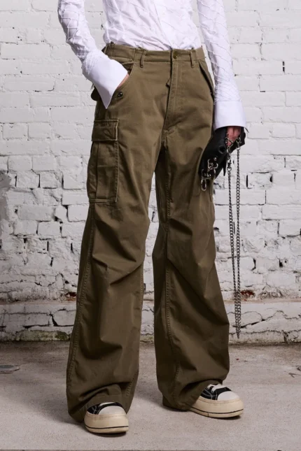 R13 Wide Leg Cargo Olive (4)