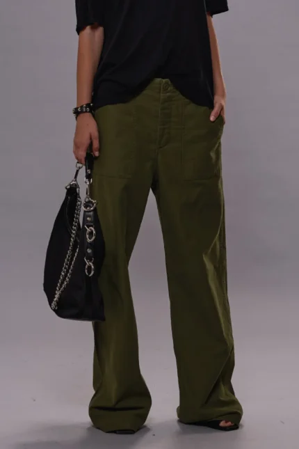 R13 Wide Leg Utility Pant Olive (4)